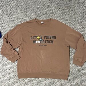 Uniqlo Penuts Brown Graphic Unisex Crew Sweatshirt